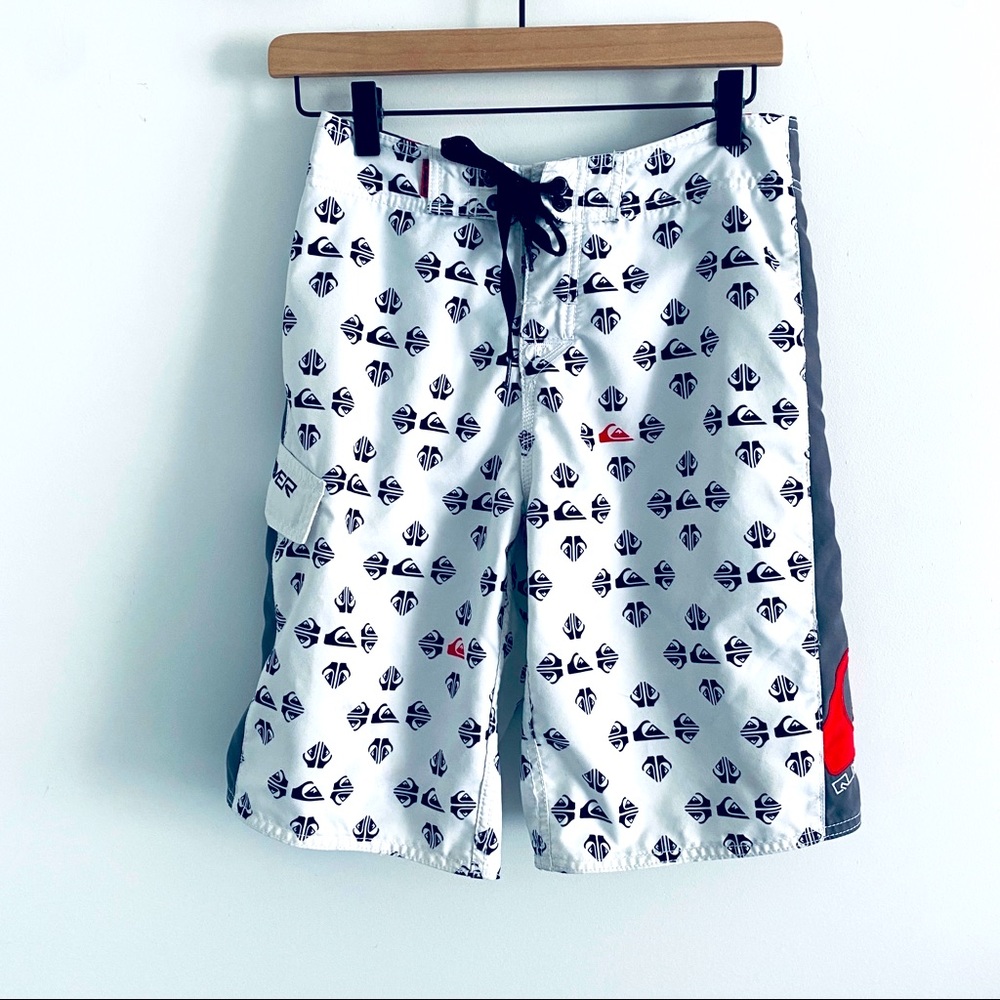 Quicksilver White and Black Board Shorts